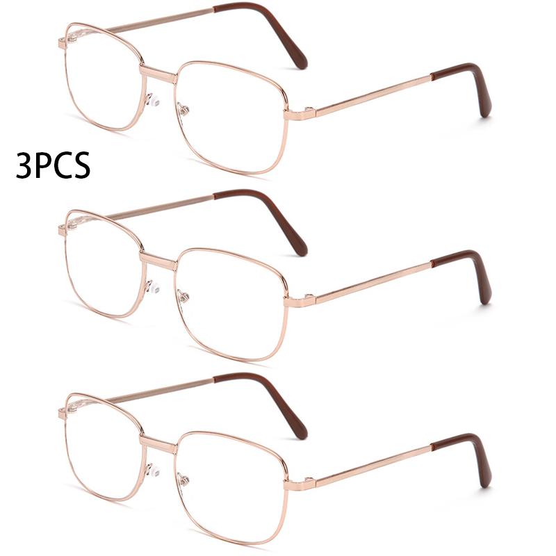 

3PCS Alloy Presbyopic Eyewear Men Metal Frame Reading Glasses Vintage Far-sighted Computer Diopter Eyeglasses +100 +150 to +400 1.5