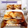 3pcs Custom Name Lion Bedding Set Duvet Cover Closure Includes 1 Duvet Cover & 2 Pillowcases, Soft and Comfortable for All Seasons.