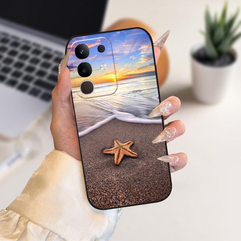 Pro vivo Y29 4G Pouzdra Y 29 Roztomilý Kreslený Potisk Černé Měkké Silikonové TPU Kryt Telefonu Pro Vivo T4x 5G Ochranné Pouzdro Fundas Case Capa