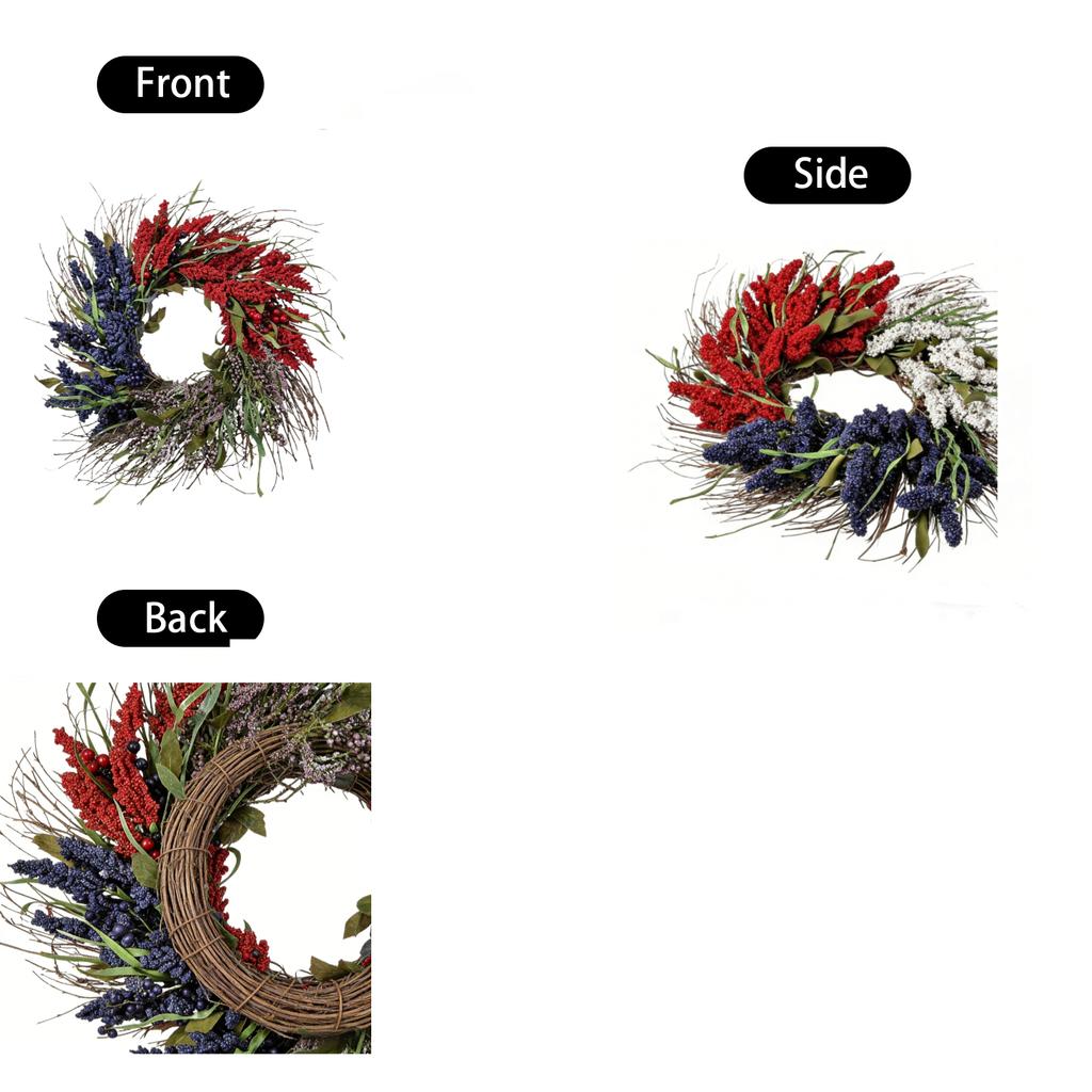 Patriotic Wreaths, Suitable For The Front Gate; 4th Independence Day Wreaths, Blue, And Red Wreaths, Suitable For Memorial Day And Veterans Day; Dec