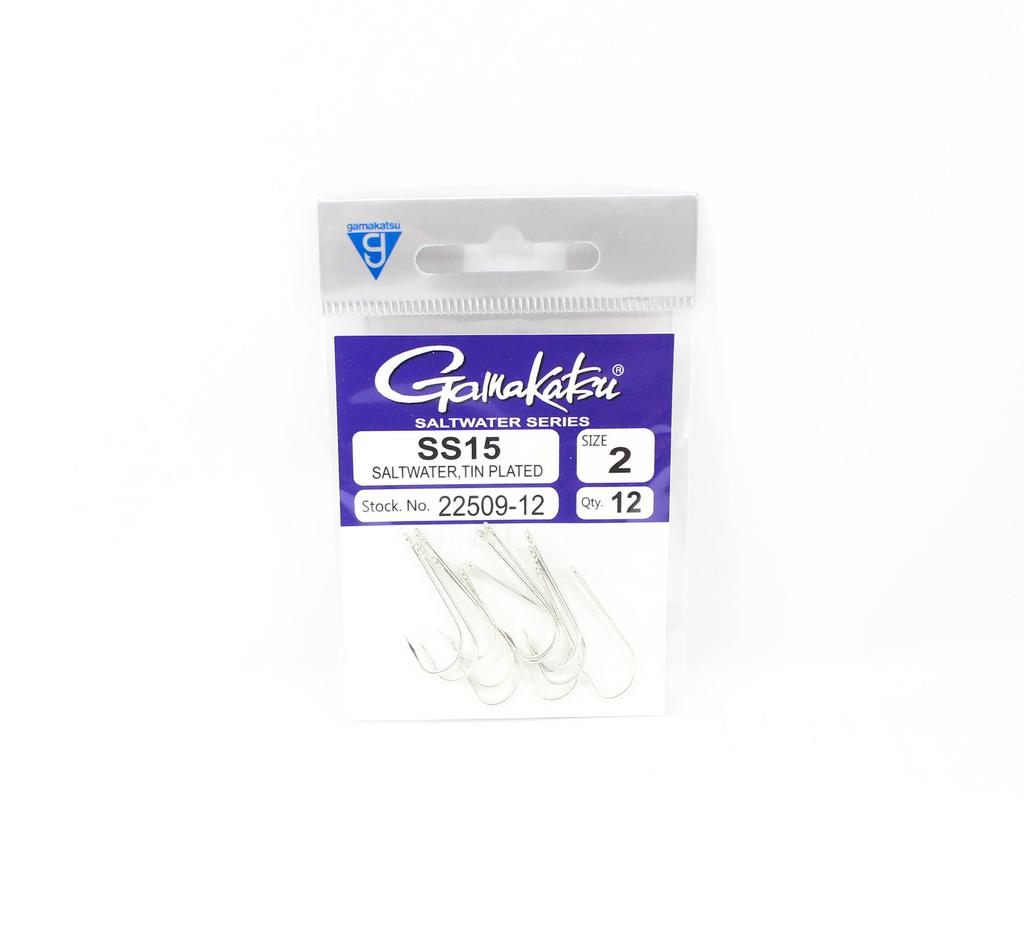 Gamakatsu 22509-12 SS15 Saltwater Tin Plated Hook Size 2 , 12/pack (3623)