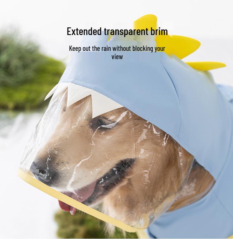 Golden Retriever 3D Dinosaurier Vierbeiniger Regenmantel für Mittelgroße bis Große Hunde - Wasserdicht mit Schwanzabdeckung