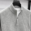 Men's Retro Jacquard Half-Zip Knit Sweater - Casual Solid Color Warm Base Layer