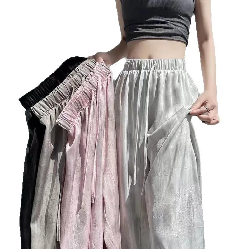 Womens Lightweight Silk-Like Satin Wide Leg Pants With Tie Waist Loose Flowy High-Waisted Trousers 2026