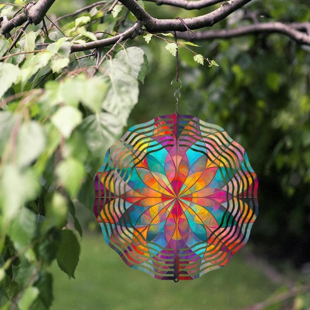 10 Zoll Hängendes Windspiel für Außendekor Hof Balkon Garten Frühlings-Sommer-Dekoration mit 360° drehbarem Haken Elegant Dynamisch