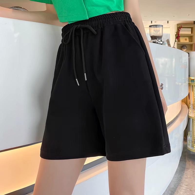 Pantaloncini Sportivi da Donna Grigio in Cotone a Vita Alta - Leggeri, Vestibilità Larga per Corsa e Uso Casual