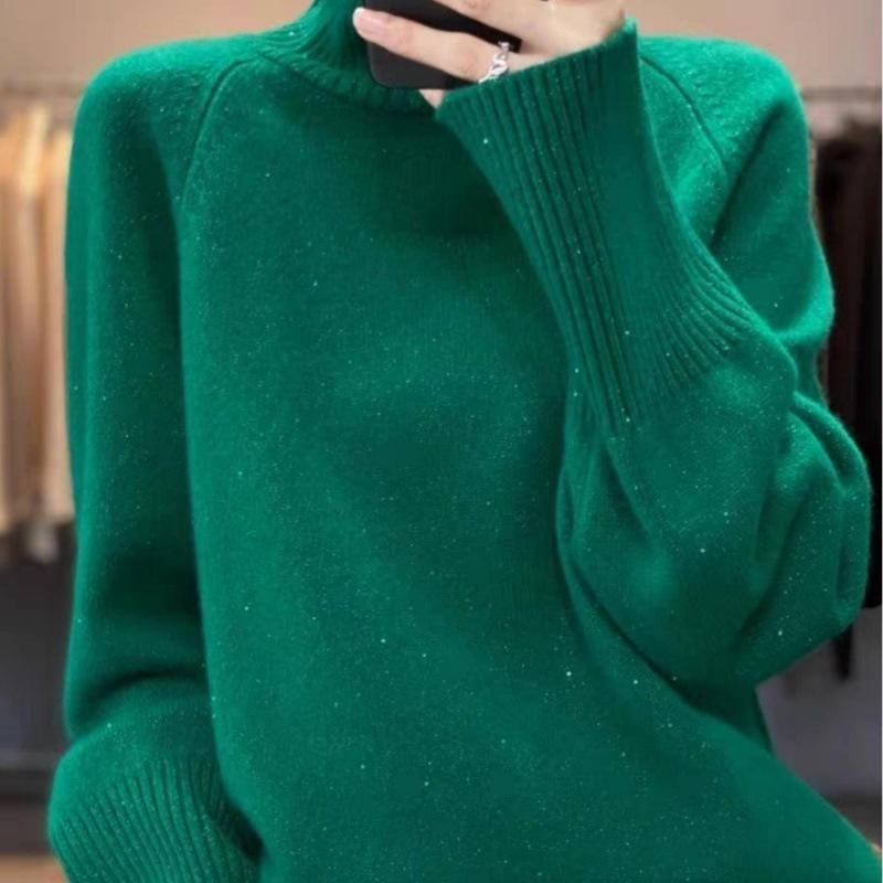 Autumn and Winter High Neck Sweater Knitted Sweater Women's Loose Korean Version Thick Pullover Sweater Base Sweater