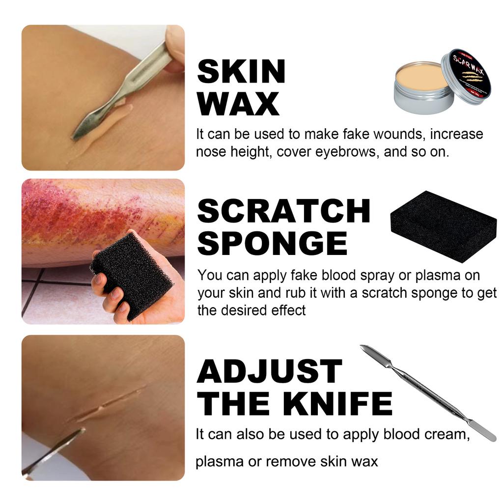 Halloween Makeup Kit Halloween Horror Makeup Set Horror Makeup Wax Blood Gel Scar Water Fake Blood