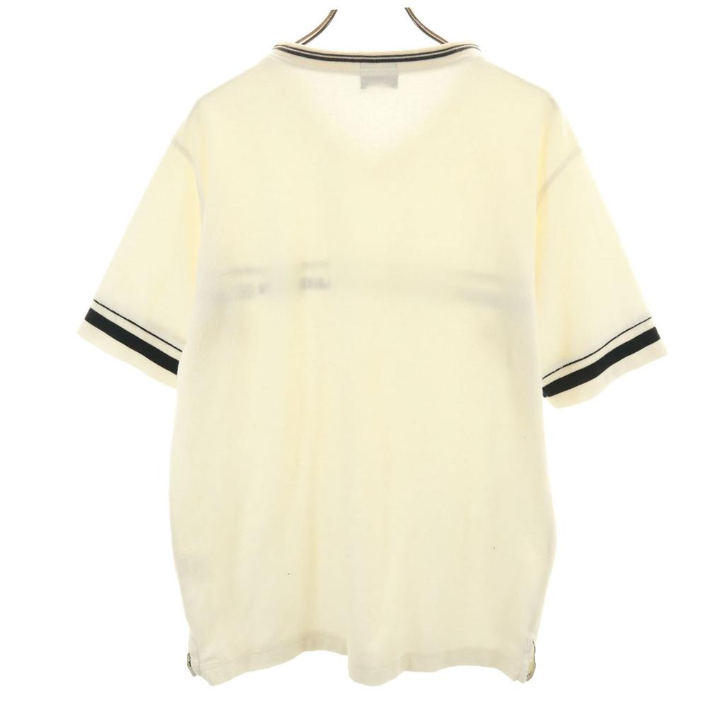 Santa Fe 90s Made In Japan Old Short Sleeve V-neck Terry Cut 4 Off White Men's Used