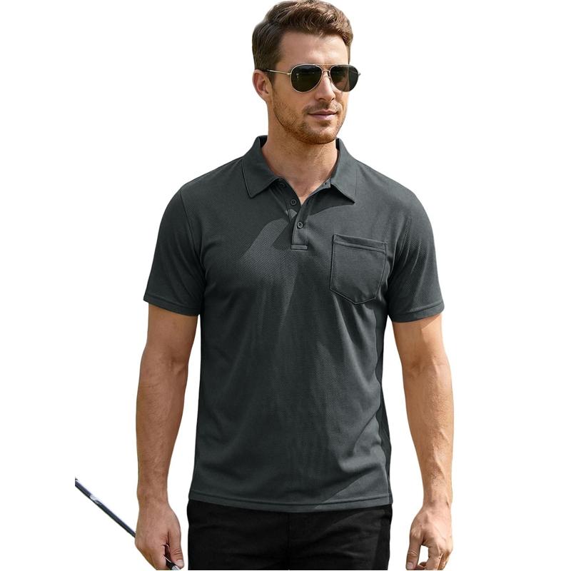 Men's Sporty Breathable Mesh Button-Up Pure Color Casual Shirt Summer Loose Fit Polyester Dry-Moisture Wicking Short Sleeve