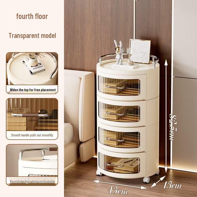 Round Storage Cabinet with Shelves and Drawers