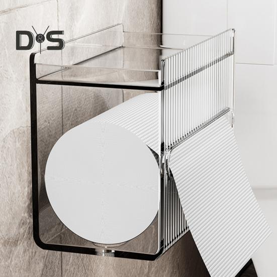 Úložný organizér na toaletní papír s horní policí Průhledná velkokapacitní nástěnná zásuvka na papír Stojan na uložení toaletního papíru v rolích