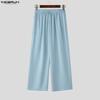 INCERUN Men Sets 3/4 Sleeve Mesh Sheer Layers Tops and Long Pants Casual Suits