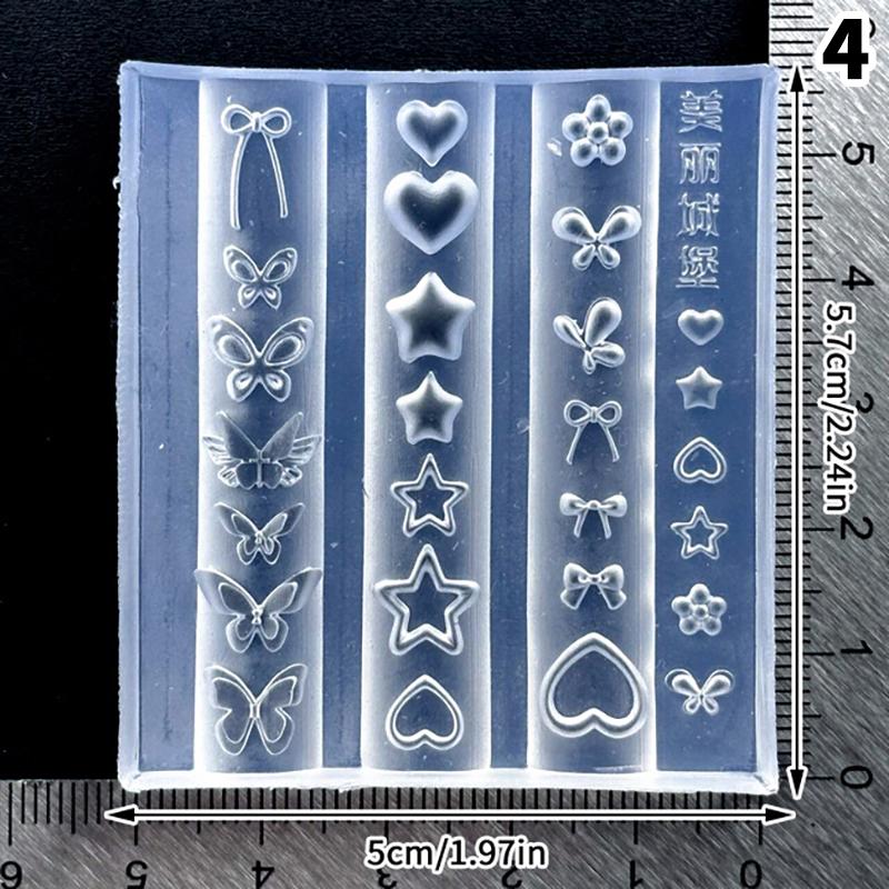 3D Silicone Monstera Leaf Nail Carving Mold Acrylic Bird Ribbon Stamping Template Nails Stencils Uv Gel Polish Diy Design Charm
