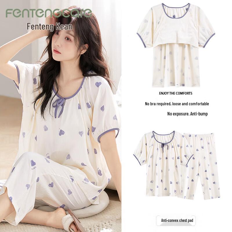 FENTENGCARE Women s Padded Short Sleeve Lounge Set L