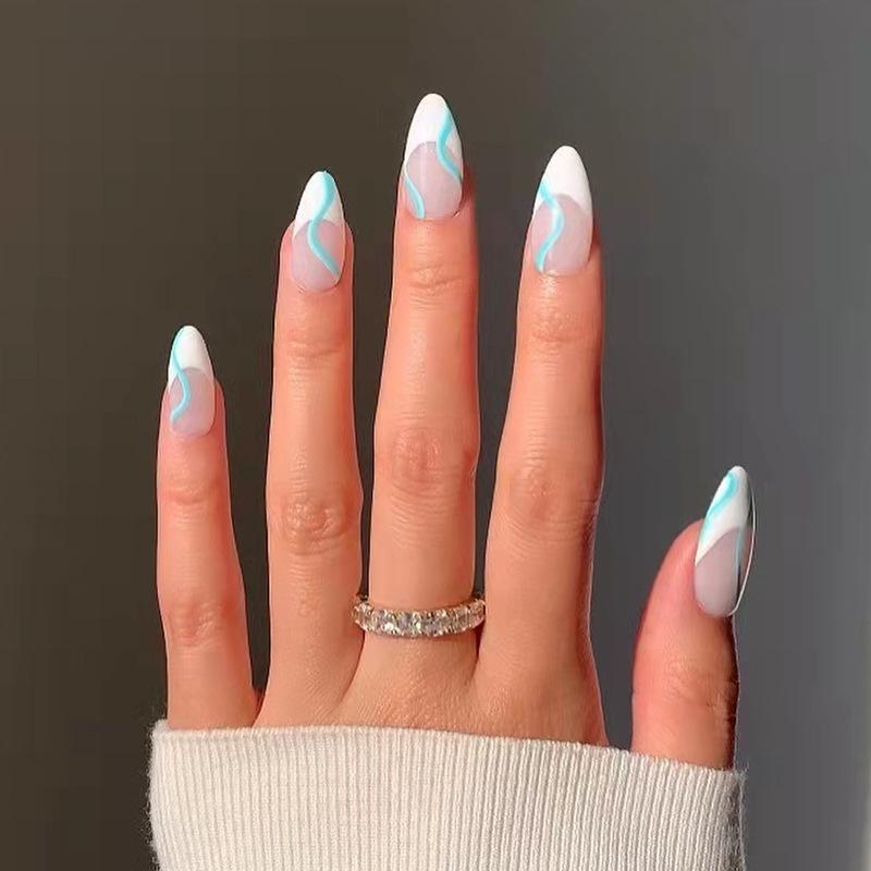 Wearing Nail Finished Nail Art Patch White French Nail Art Simple Style Nail Patch False Nail Art