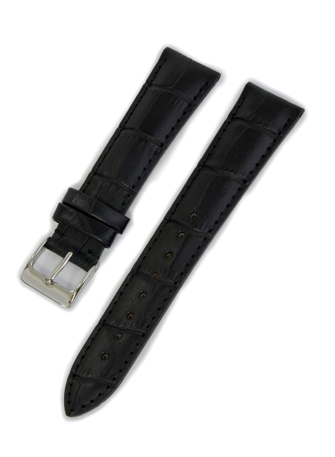 CASSIS Calfskin Watch Strap V-Shape 19mm Black with Replacement Tool UV443008019019M