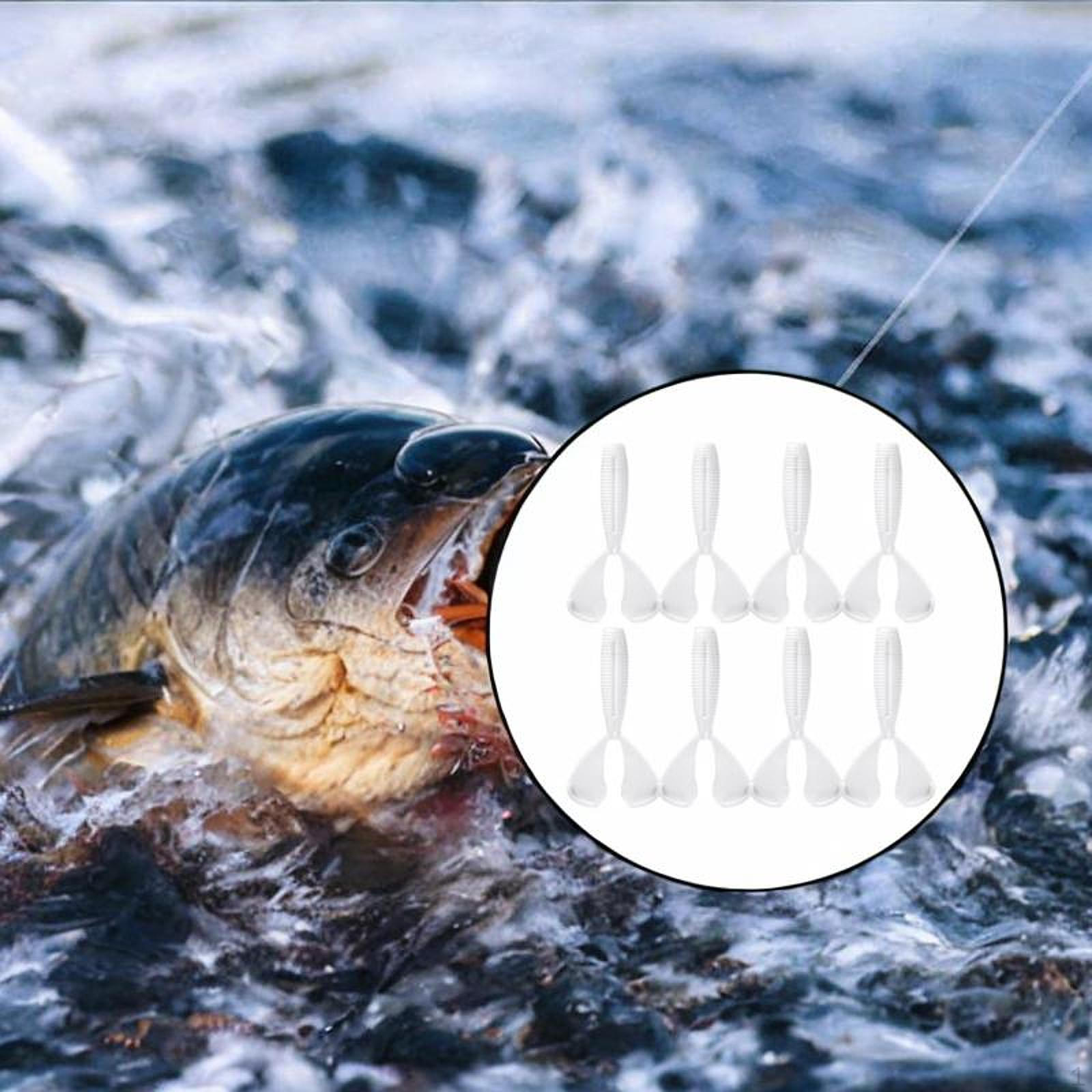 

8 Pieces Bite Baits Fishing Lures Swimmer Soft Worm Lure milky white