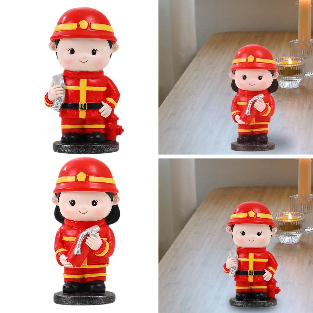 Firefighter Figure Auto Decoration Birthday Gift Decorative Mini Fireman Doll