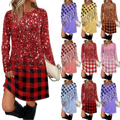 Women's Fashion Casual Dress With Pockets, Decorative Buttons,  Round Neck And Long Sleeves