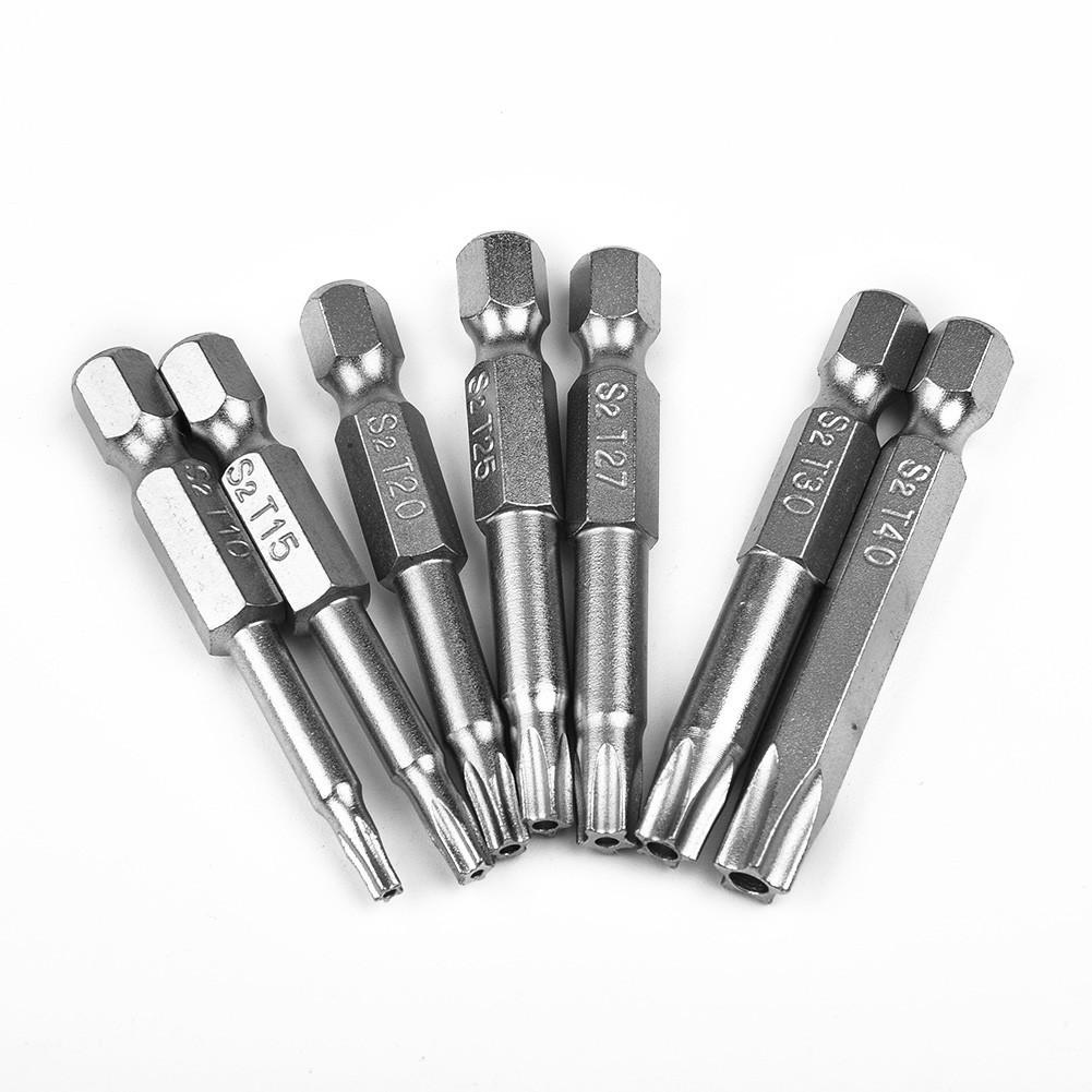 

7Pcs 50mm 1/4 Hex Shank Five-point Magnetic Torx Screwdriver Bits For T10-T40 7pcs