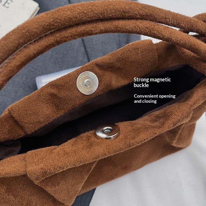 Retro Suede Simple Crossbody Bag Women Handle Bag Casual Comfortable And Versatile Texture Shoulder Commuting Bag