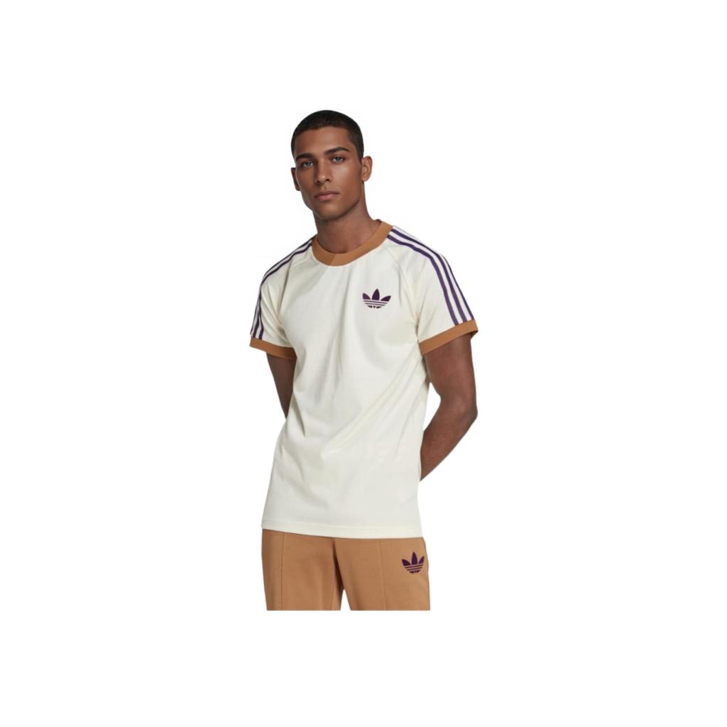 adidas Originals Cali Tee With Striped Ribbed Crew Neck Men Tops Off-White IB3422