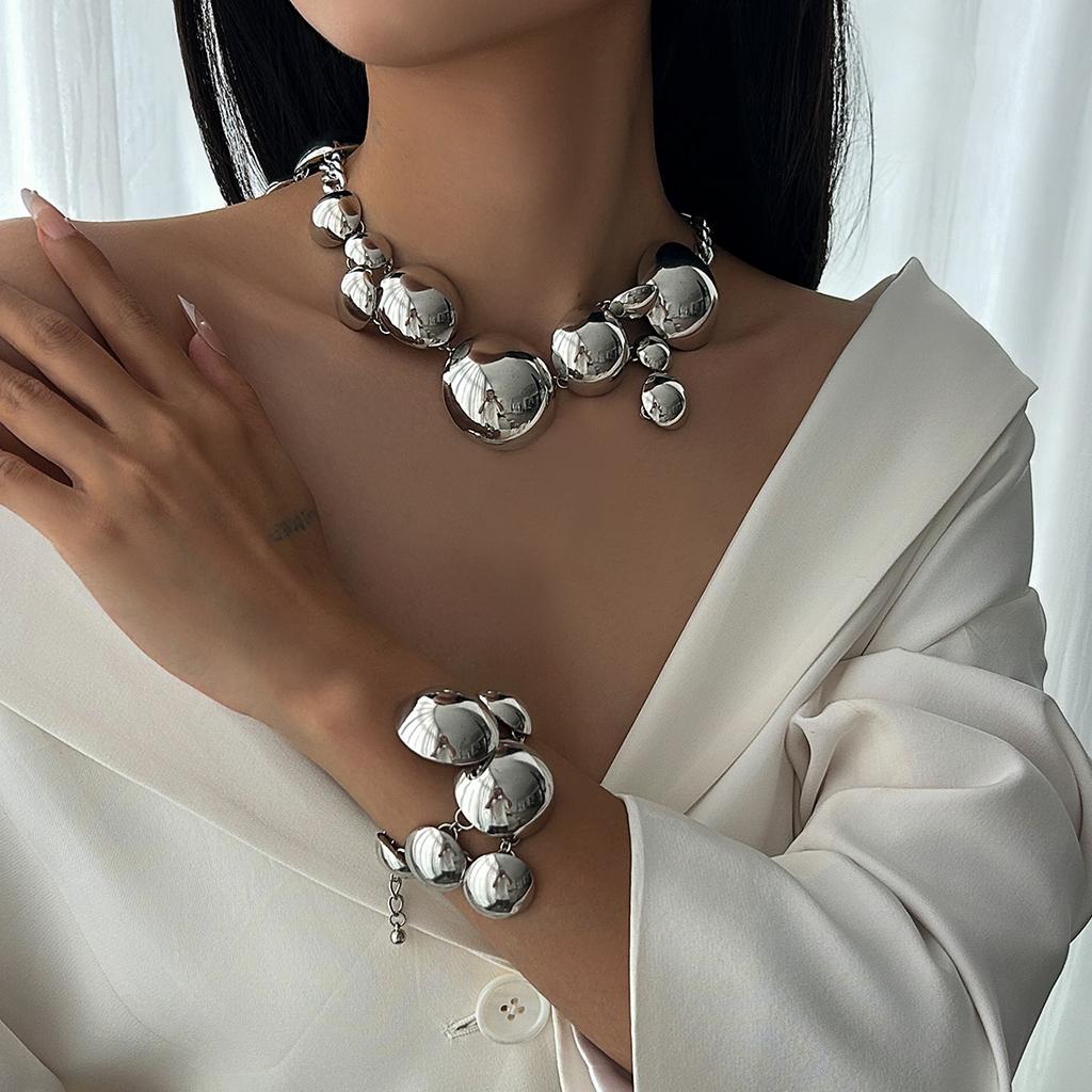 Ingemark Hip Hop Punk Semicircle Chain Necklace Bracelet for Women 2026 Trend Classic Metal Link Grunge Jewelry Steampunk Men