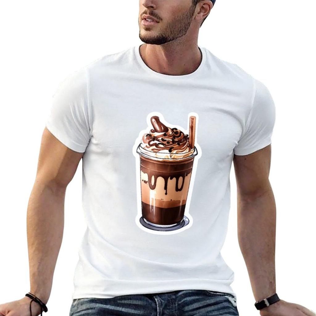 KAWAII SUMMER CHOCOLATE FRAPPE DRINK TShirt Big Size Crew Neck TShirt