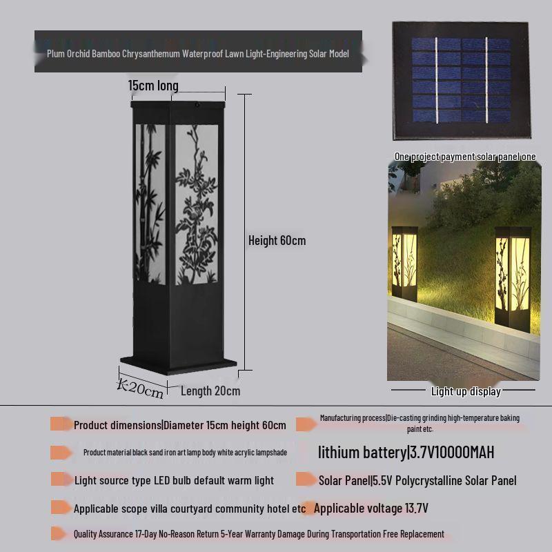 Solar-Powered Waterproof Lawn Light for Outdoor Garden or Villa