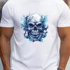 Icy Blue Skull Graphic Print Mens Cotton TShirt Round Neck Casual Short Sleeve Tee