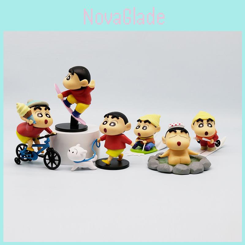 Adorable Crayon Shin-chan Figurine Outdoor Sports Scene Pvc Model Set For Collectors