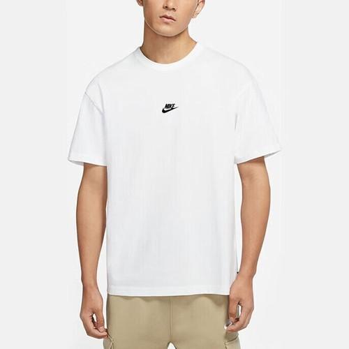 Nike Men's White Short-Sleeve T-Shirt with Solid Color Front Logo Print