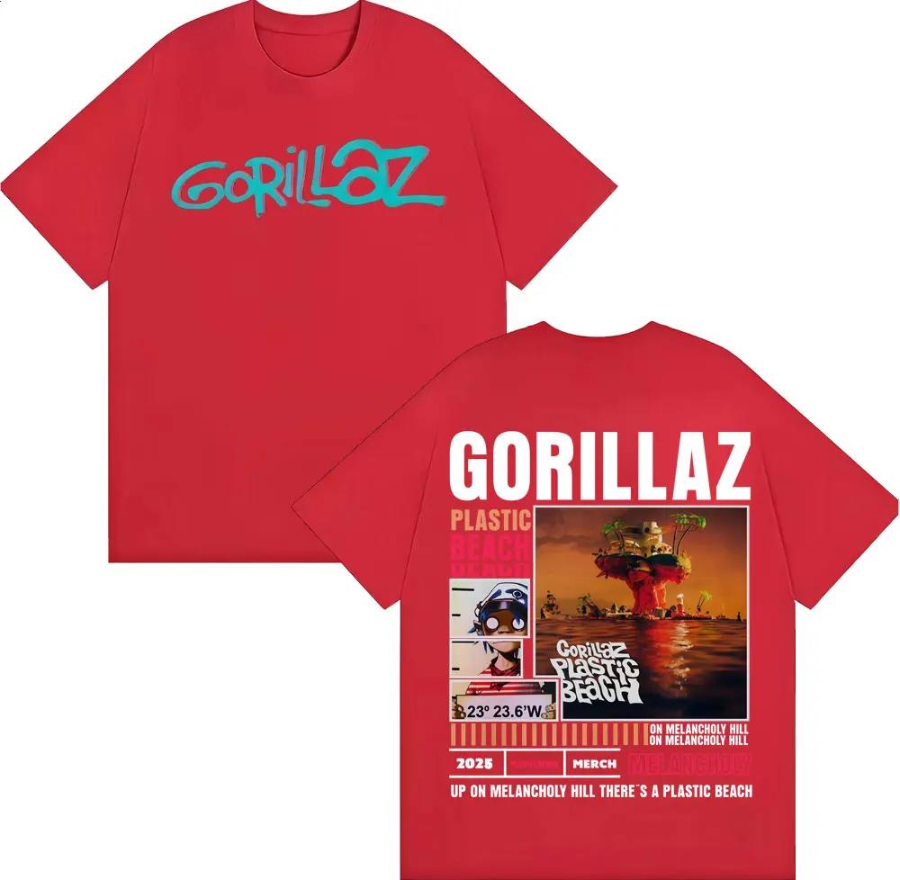 Rock Band Gorillaz Merch T Shirt Unisex Women Clothing Vintage Fashion Cartoon Tshirts Cotton Casual Oversized T Shirts Streetwear