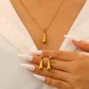 Sophisticated Water Drop Pendant Necklace - Stainless Steel Luxury for Women
