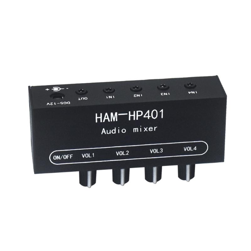 HP401 Stereo Auditory Mixer Distributor Signal Selector 4 Input 1 Output 3.5MM Individually Control Headphones Amplifier