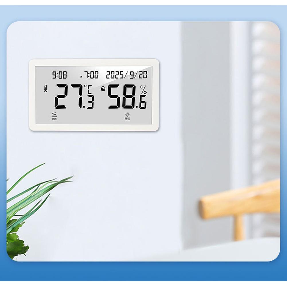 Large LCD Digital Thermometer Hygrometer Indoor Use with Calendar Clock Alarm Comfort Indicator for Wall Mount and Desktop
