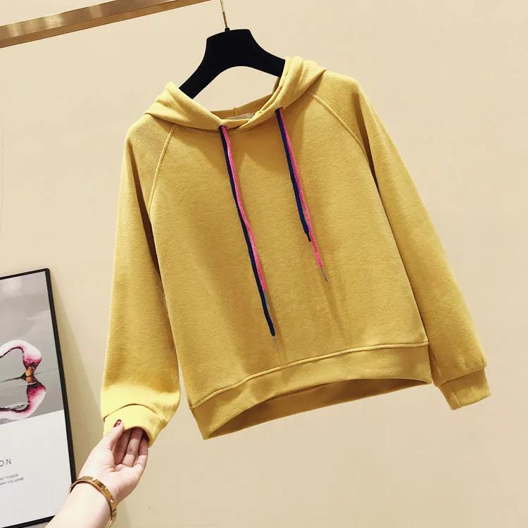 Sweatshirt for Women Oversize Hooded Solid Color Thickened Loose Casual Pullover Long Sleeve Winter Sweatshirt Top
