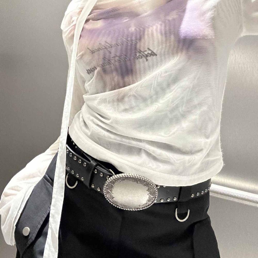 Zinc Zinc Alloy Punk Style Belt Metal Buckle Jeans Waistband Casual Retro Rivet Waist Belt  Spicy Girl