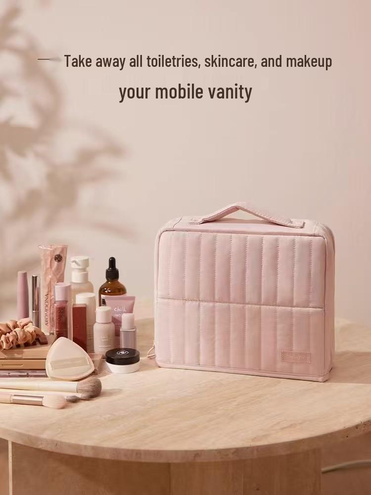 

Women s Large Capacity Stand-up Cosmetic Travel Bag - Portable & Multifunctional Makeup Storage 24*8*20 cm