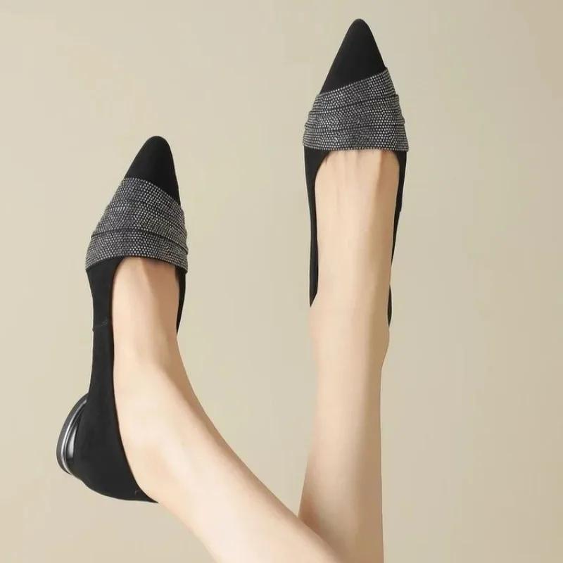 Fashion Temperament, Fashion and Versatile Single Shoes Summer Soft Sole Pointed Toe Low Heel Shallow Mouth Women's Shoes