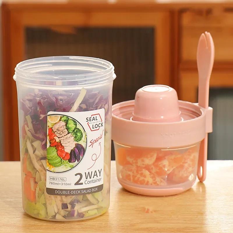 Breakfast On The Go Cups Cereal And Milk Container Airtight Food Storage Box Sealed Transparent Crisper Cup-type Food Storage