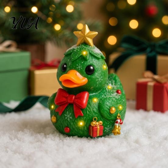 Holiday Party Table Centerpieces Christmas Duck Figurine, Resin Sculpture for Home Decor, Cute Desk Decor Desktop Ornaments with Festive Elements