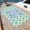 Mediterranean Fish Beach Towel – Oversized Quick Dry Sand Free with Blue & Green Geometric Print