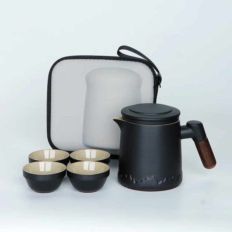 Rustic Gradient Ceramic Portable Teapot Set