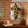 2D Flat - Decorative Metal Sign for Wall Art, Durable Aluminum Material 8*12 Inch Featuring Vintage Sunflowers and A Wooden Cross. Ideal As A Holiday