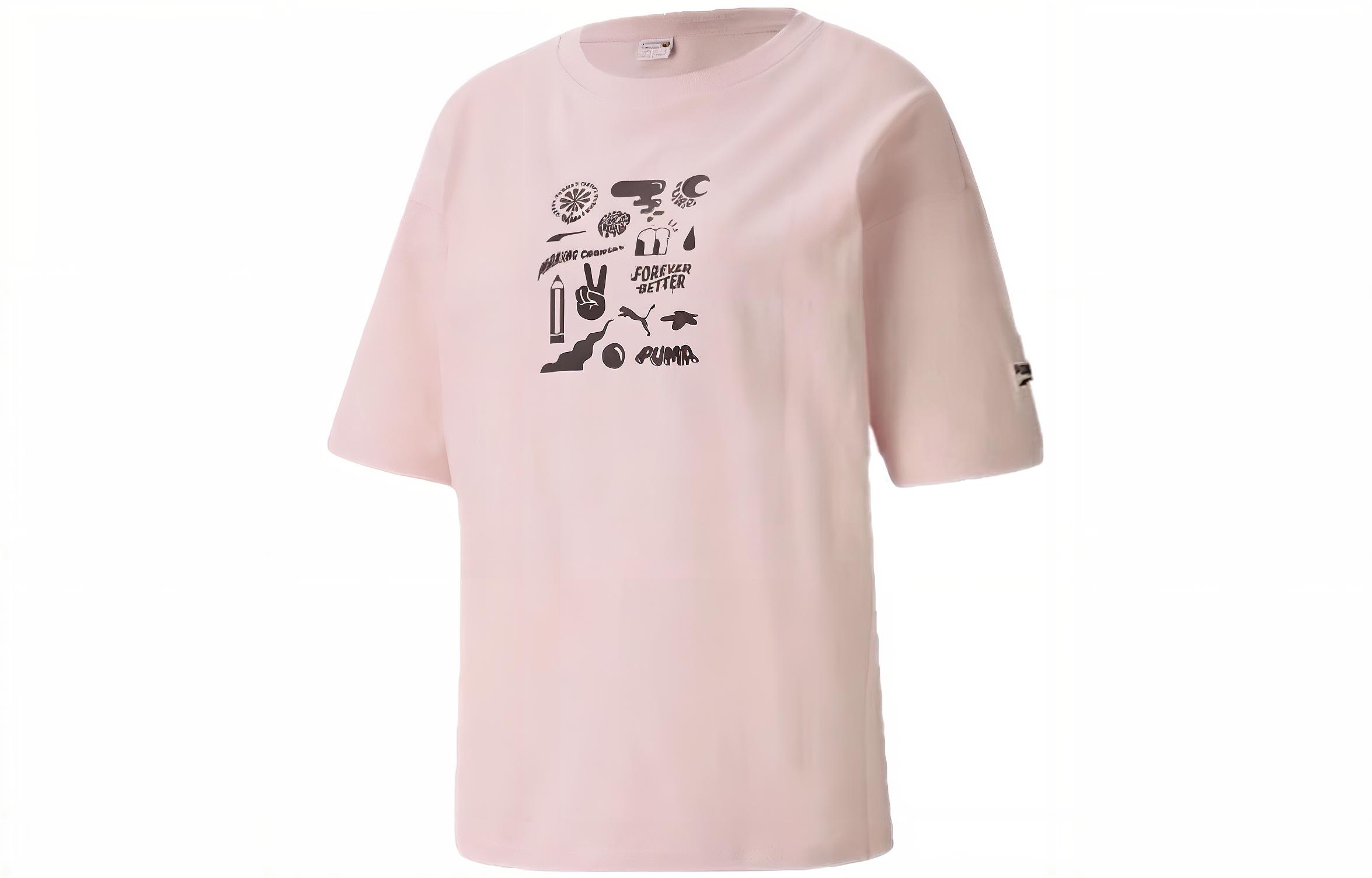 PUMA Drop Shoulder Sleeve T Shirt Women s Pink 533050-36 M