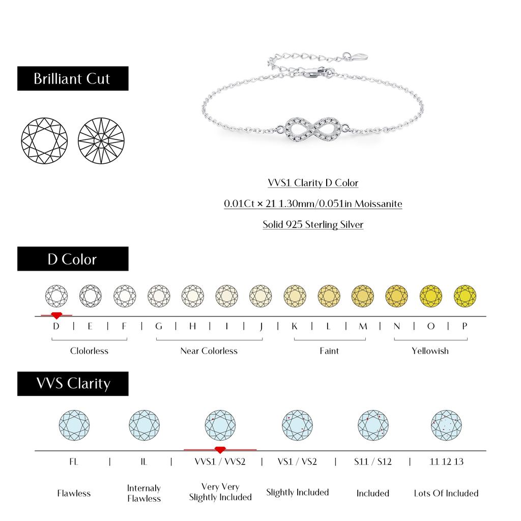 MODIAN D Color Moissanite Lab Created Diamond Bracelet 925 Silver Romantic Exquisite Infinity Love For Women Jewelry