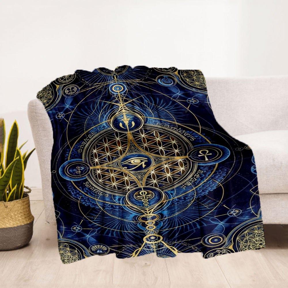 Sacred Geometry Tapestry - Spiritual Symbols Wall HangingBlanket Flannel Throw Blanket for Sofa, Bed, Travel, Camping, Office, Couch, Chair,