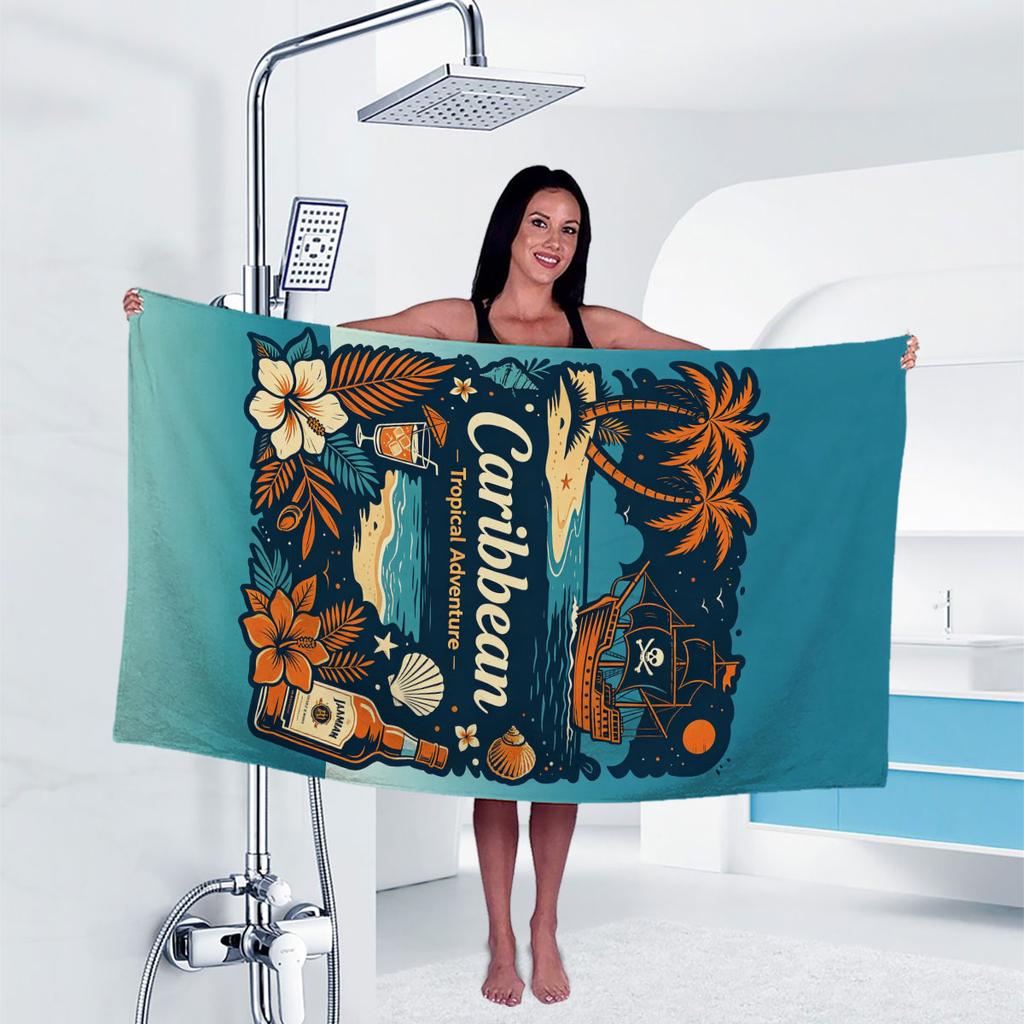 coconut Print Towel Sport Quick-Drying Super Absorbent Camping Towel Super Soft Lightweight Gym Swimming Yoga Beach Towel